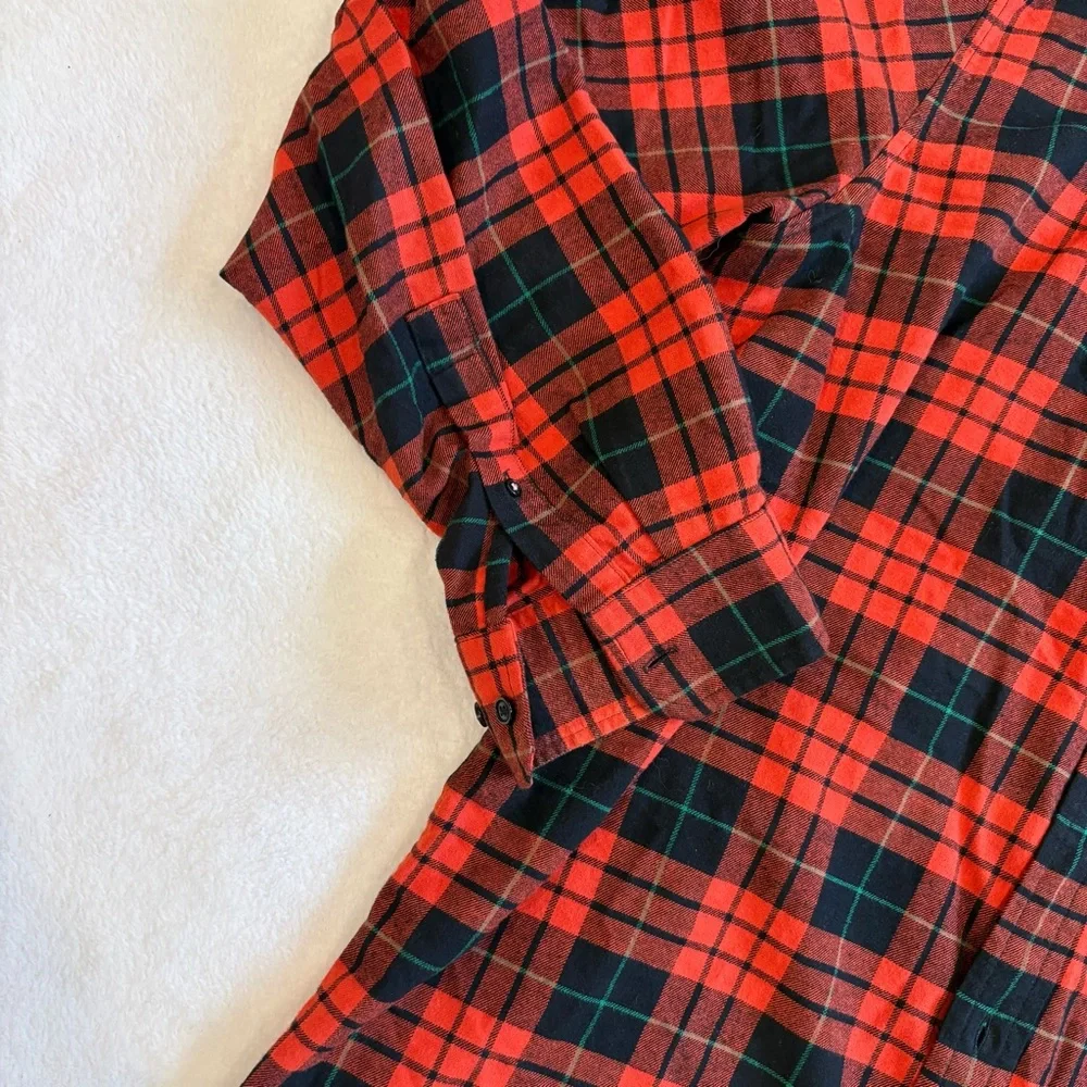 Banana Republic Untucked Standard‎ Fit Red Plaid Button Down XL Tall